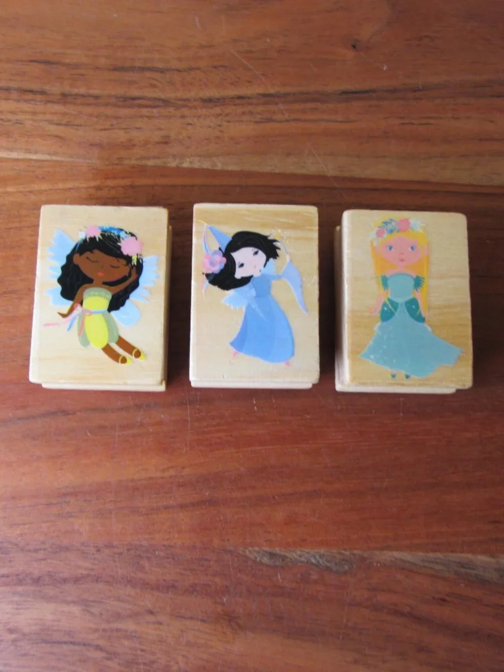 3 unused ink stamps princess, fairy godmother & fairy tale (W6719)